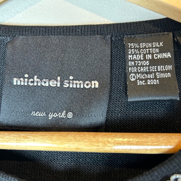 Michael Simon Black Cardigan with Silver & Turquoise Beaded Frogs Geckos Size S - Picture 4 of 11